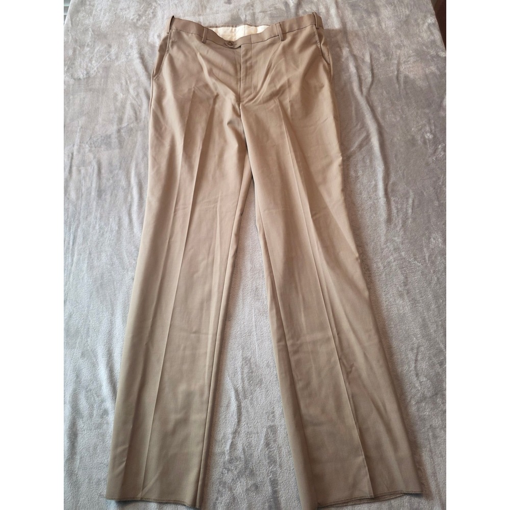 Berle Dress Pants Mens 42X37 Tan Flat Front Trousers Khaki Old Money